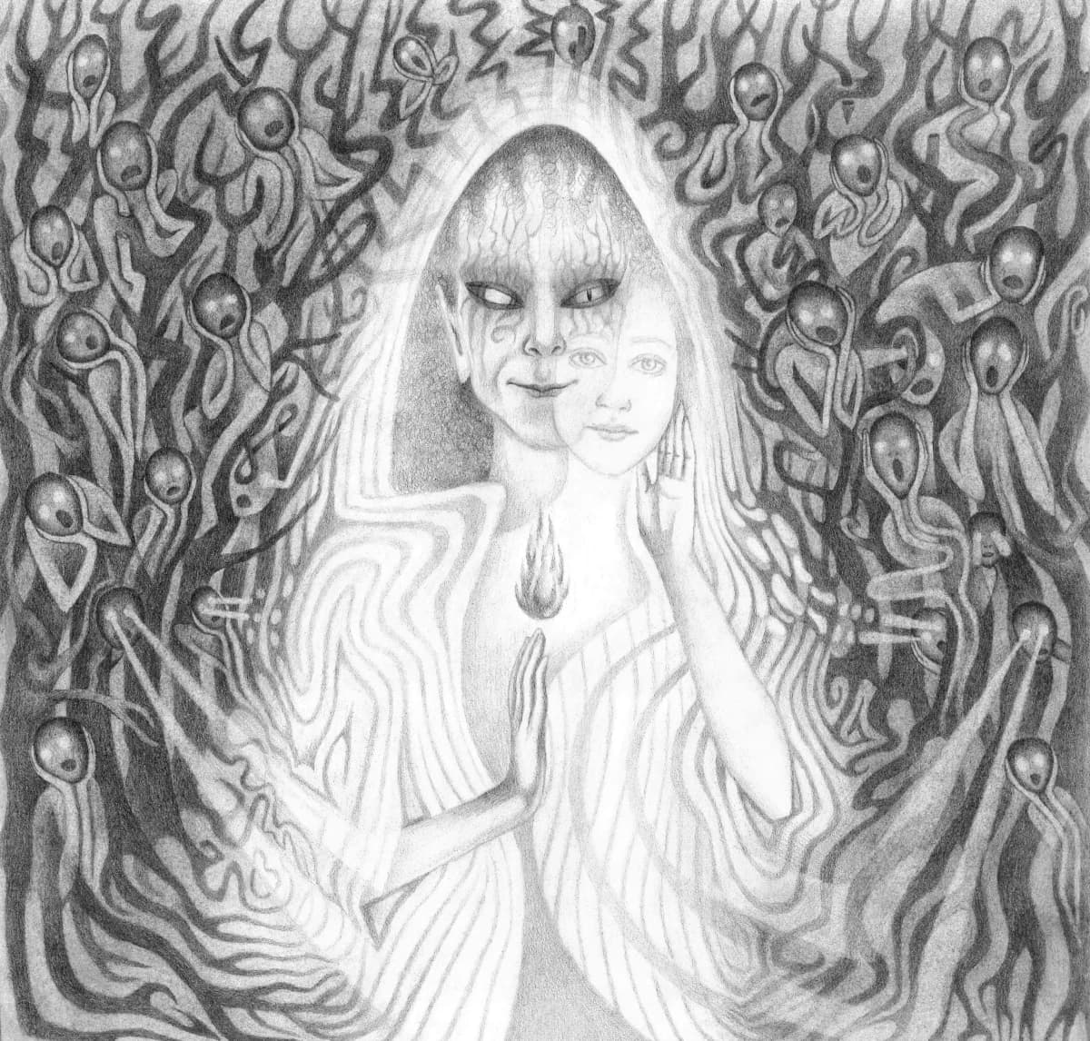 Master of Disguise, Charcoal on paper