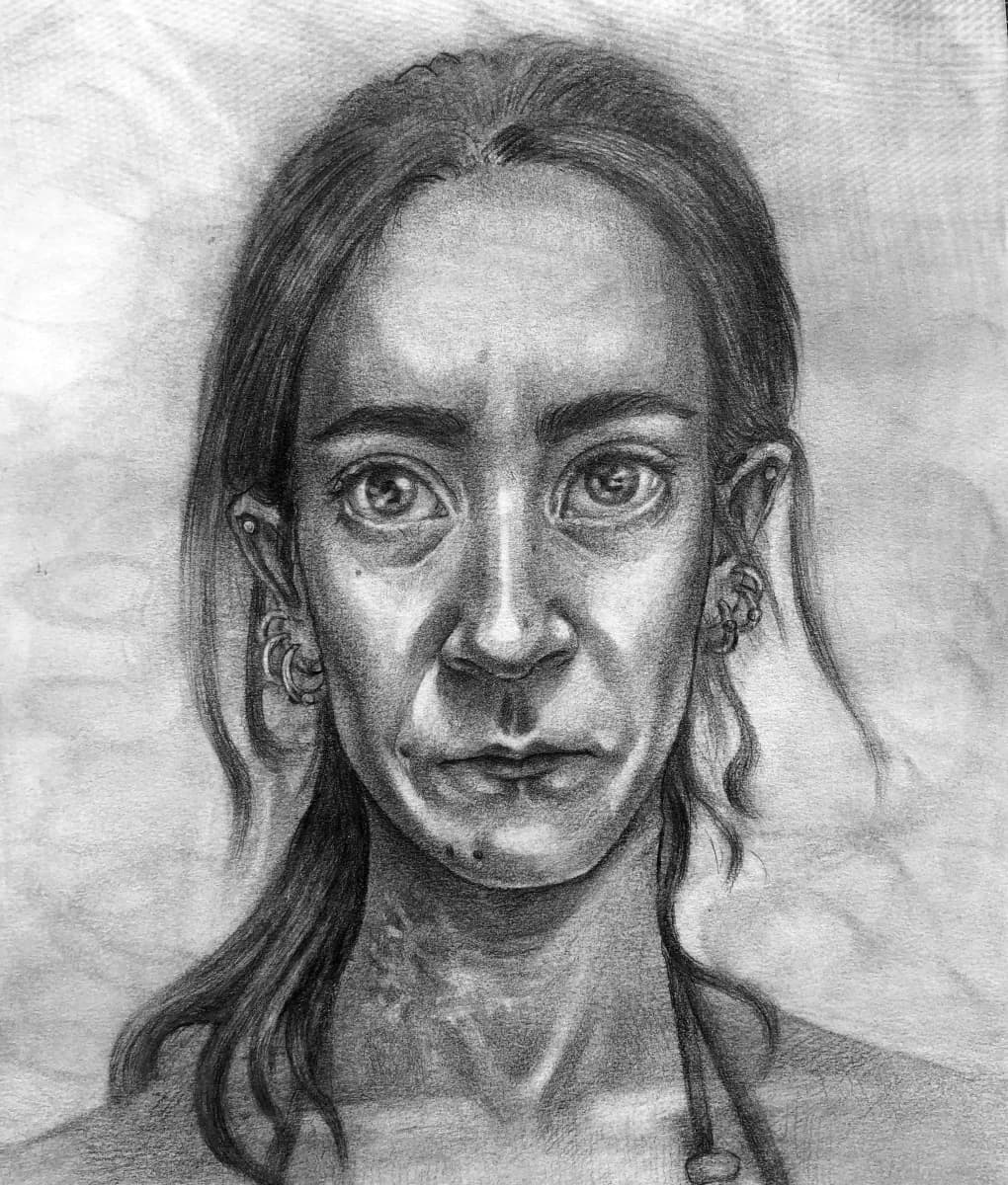 Selfportrait, Charcoal on paper