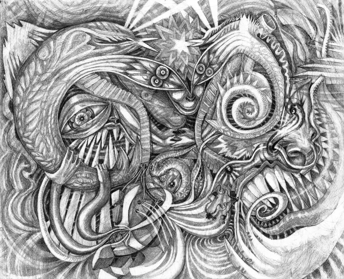 Tapping into the Source, Charcoal on paper
